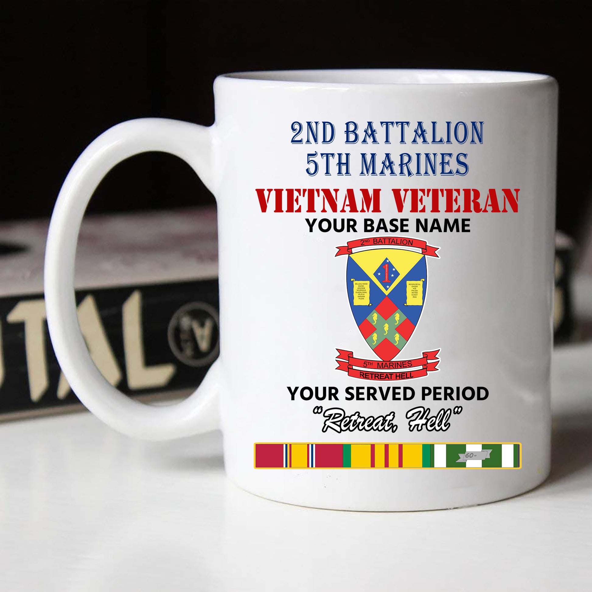 2ND BATTALION 5TH MARINES BLACK WHITE 11oz 15oz COFFEE MUG