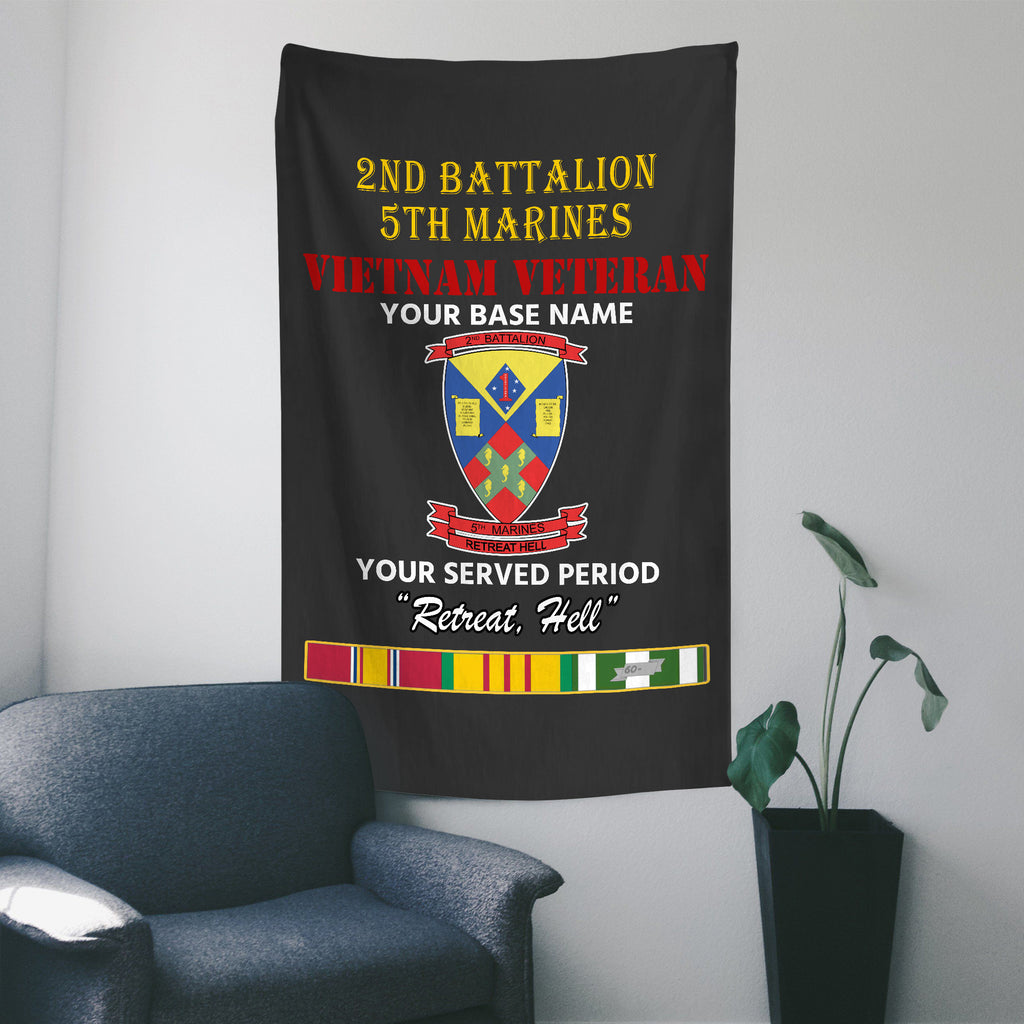 2ND BATTALION 5TH MARINES WALL FLAG VERTICAL HORIZONTAL 36 x 60 INCHES WALL FLAG
