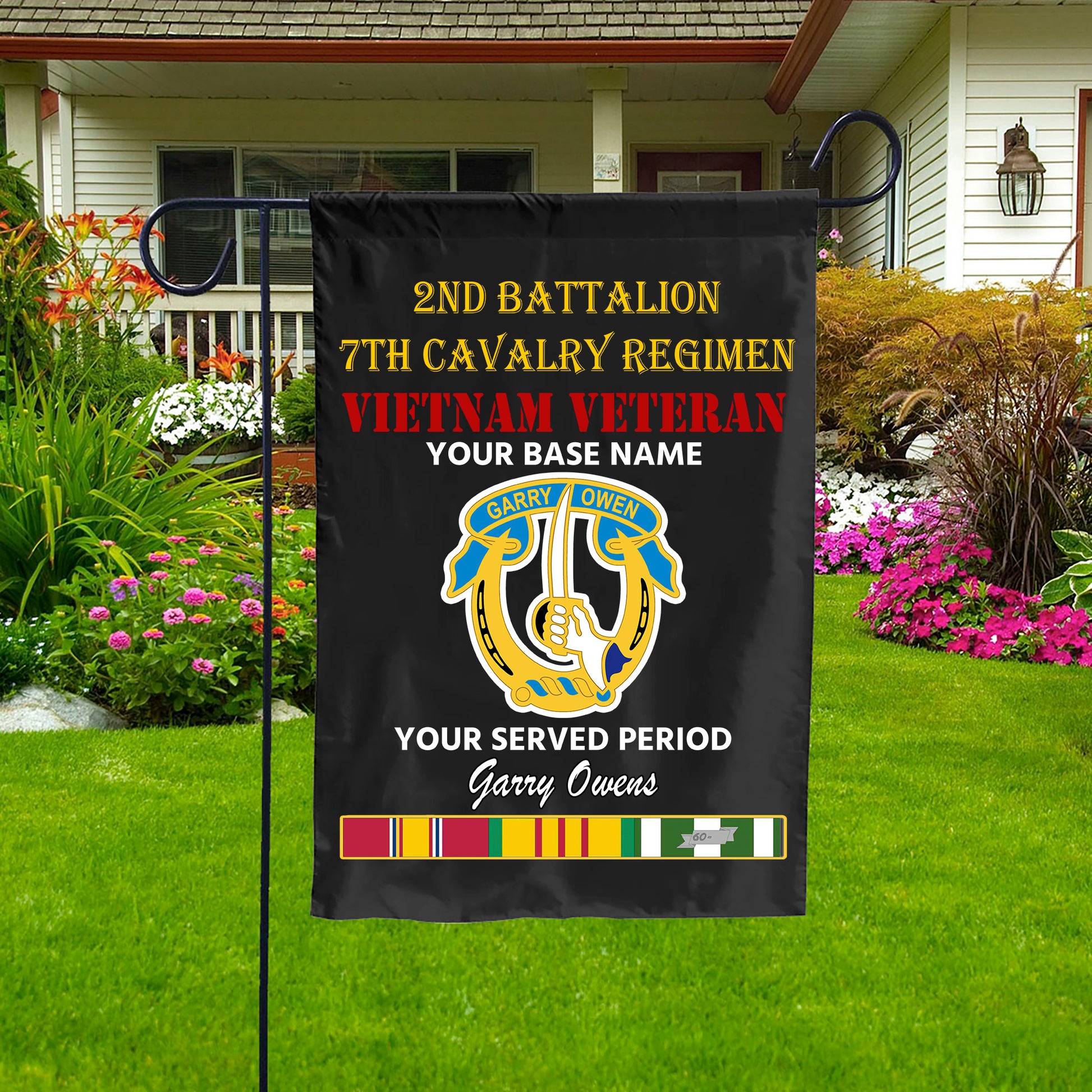 2ND BATTALION 7TH CAVALRY REGIMENT DOUBLE-SIDED PRINTED 12"x18" GARDEN FLAG