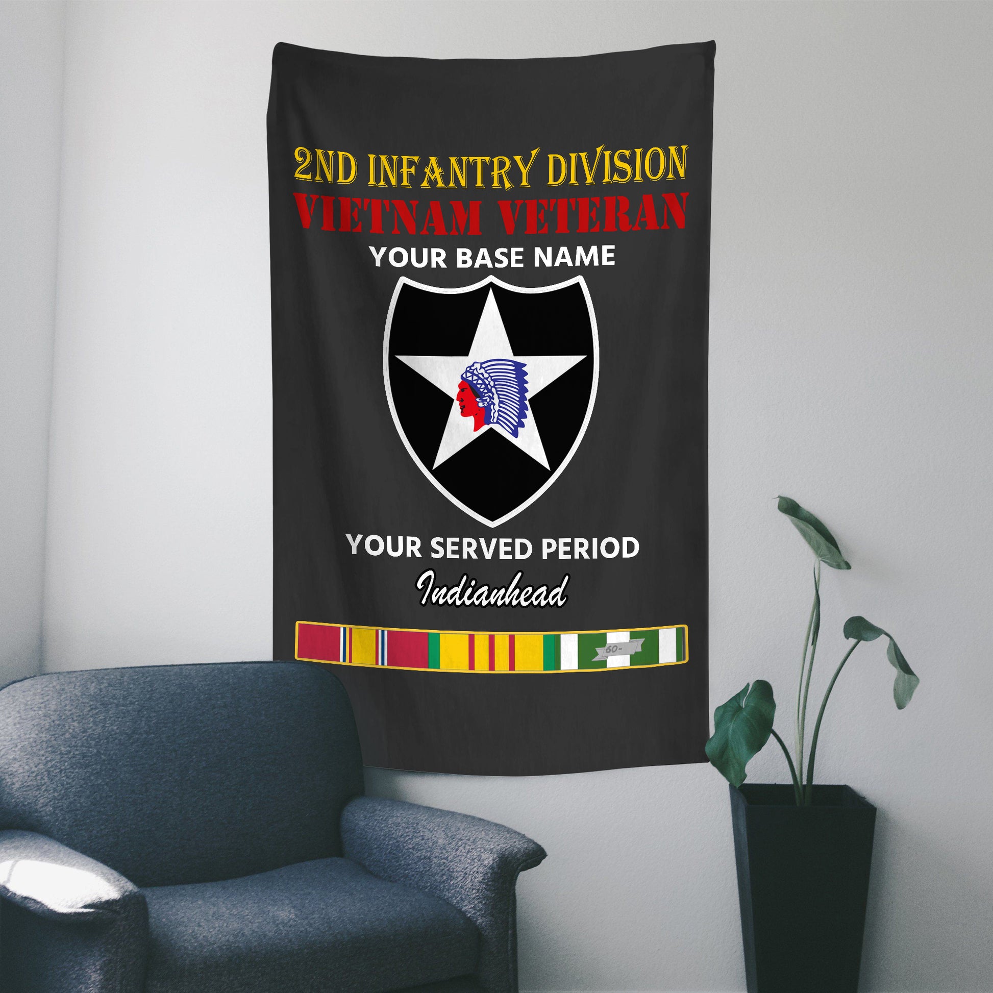 2ND INFANTRY DIVISION WALL FLAG VERTICAL HORIZONTAL 36 x 60 INCHES WALL FLAG