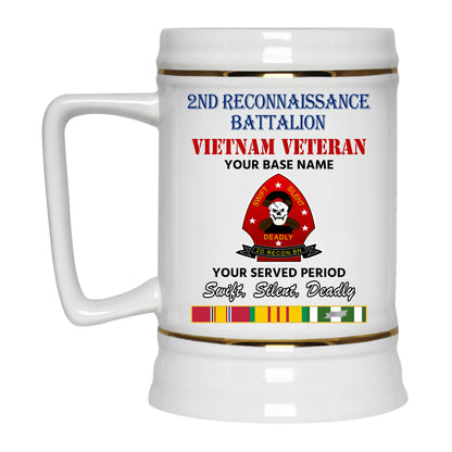 2ND RECONNAISSANCE BATTALION BEER STEIN 22oz GOLD TRIM BEER STEIN