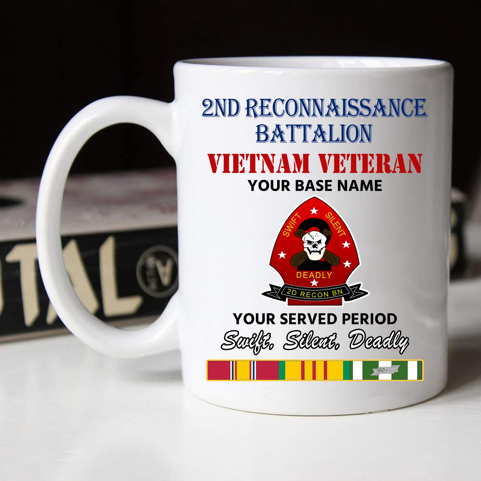 2ND RECONNAISSANCE BATTALION BLACK WHITE 11oz 15oz COFFEE MUG