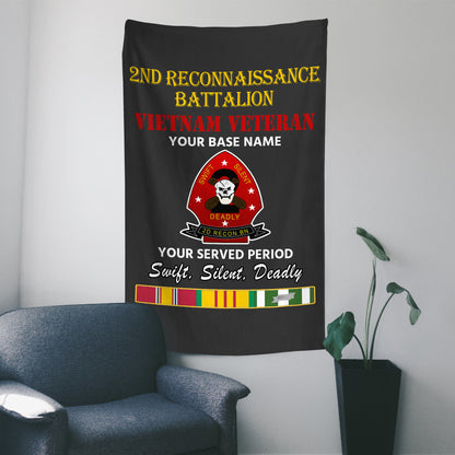 2ND RECONNAISSANCE BATTALION WALL FLAG VERTICAL HORIZONTAL 36 x 60 INCHES WALL FLAG