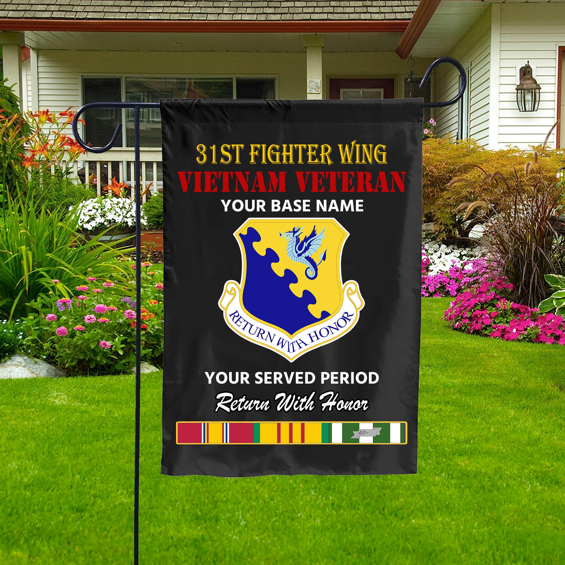 31ST FIGHTER WING DOUBLE-SIDED PRINTED 12"x18" GARDEN FLAG