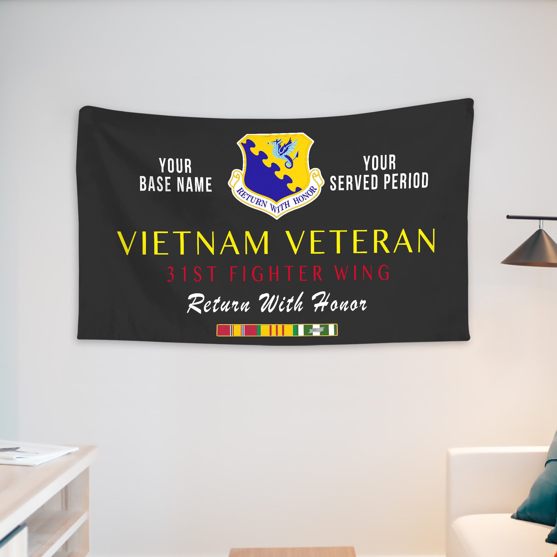 31ST FIGHTER WING WALL FLAG VERTICAL HORIZONTAL 36 x 60 INCHES WALL FLAG