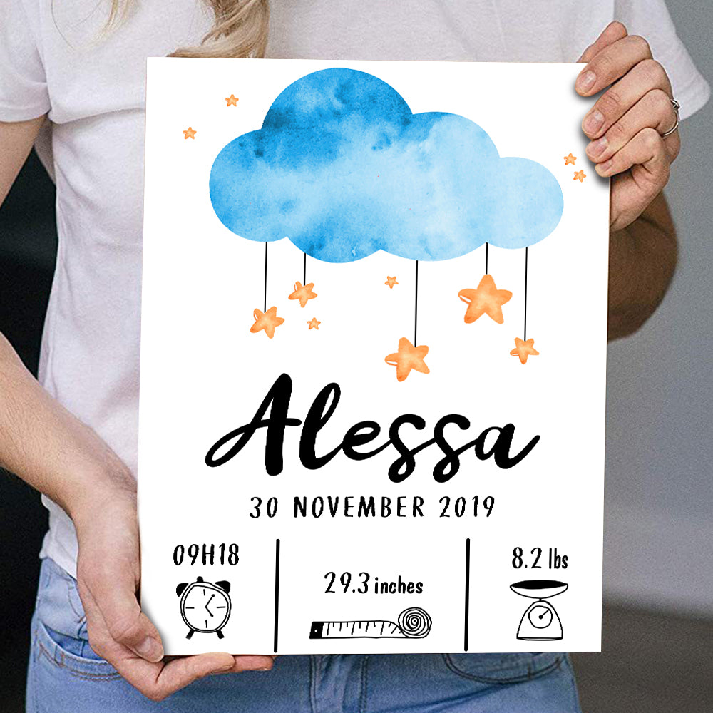 Birth Announcement, Birth Stat - PERSONALIZED PREMIUM CANVAS, POSTER