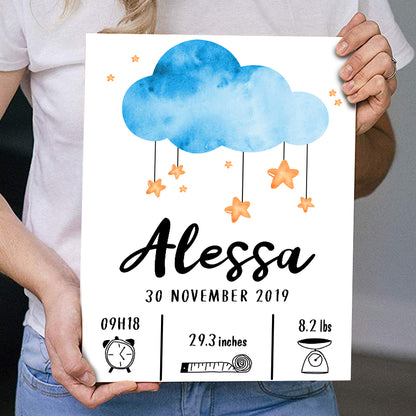 Birth Announcement, Birth Stat - PERSONALIZED PREMIUM CANVAS, POSTER