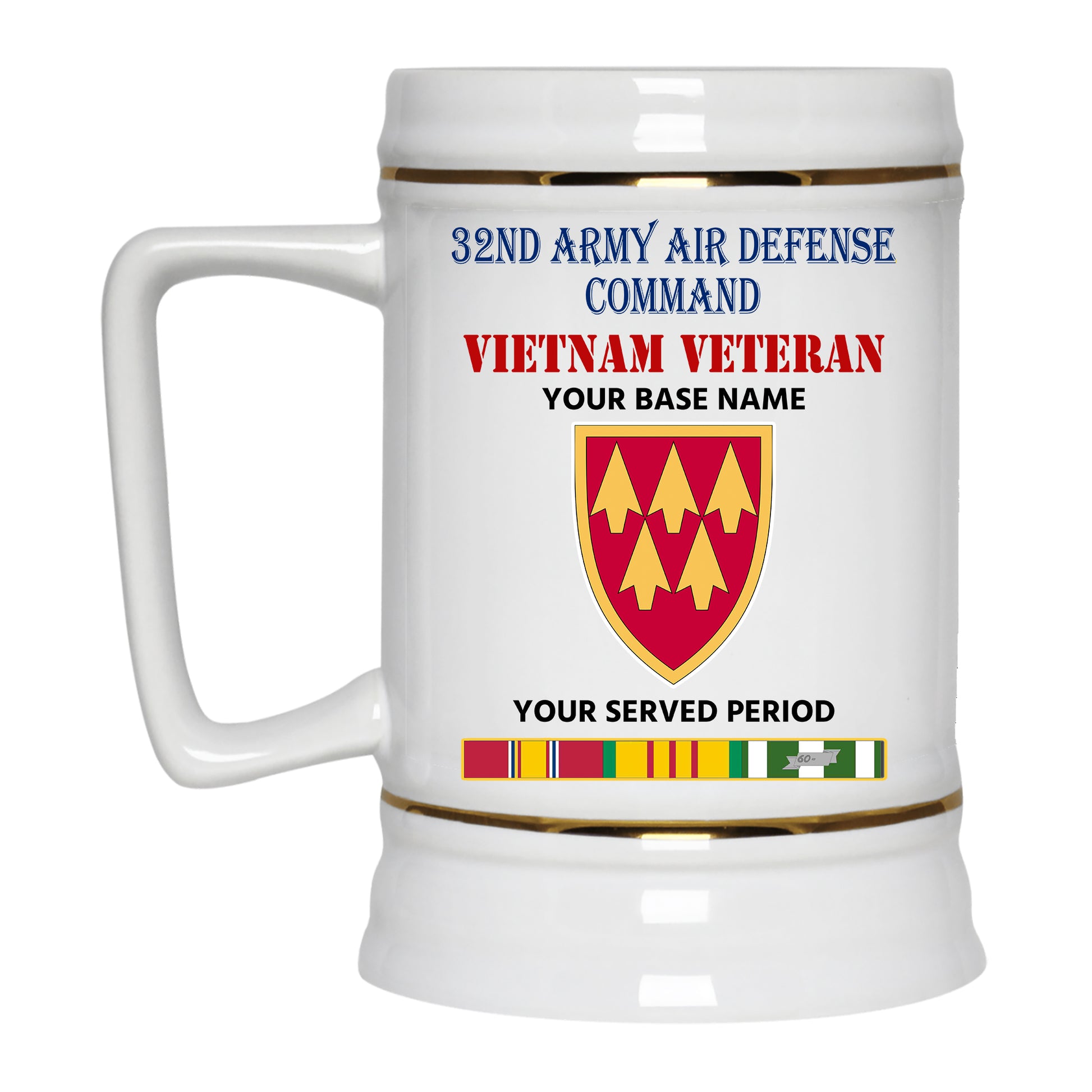 32ND ARMY AIR DEFENSE COMMAND BEER STEIN 22oz GOLD TRIM BEER STEIN