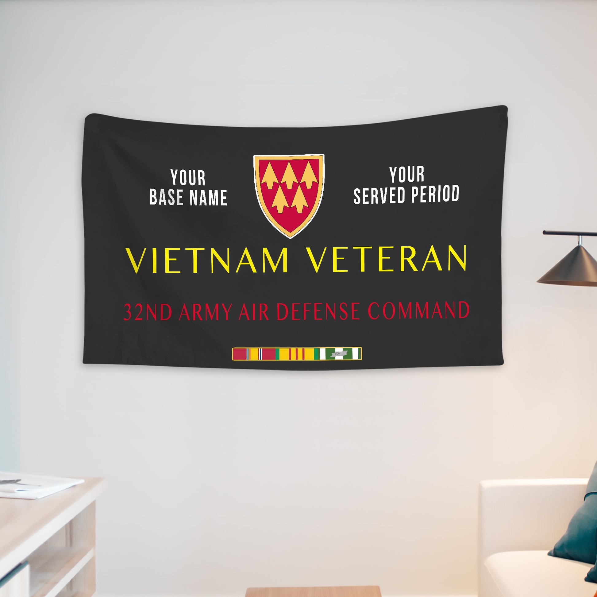 32ND ARMY AIR DEFENSE COMMAND WALL FLAG VERTICAL HORIZONTAL 36 x 60 INCHES WALL FLAG