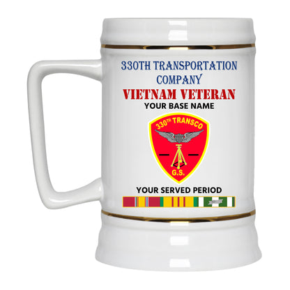 330TH TRANSPORTATION COMPANY BEER STEIN 22oz GOLD TRIM BEER STEIN