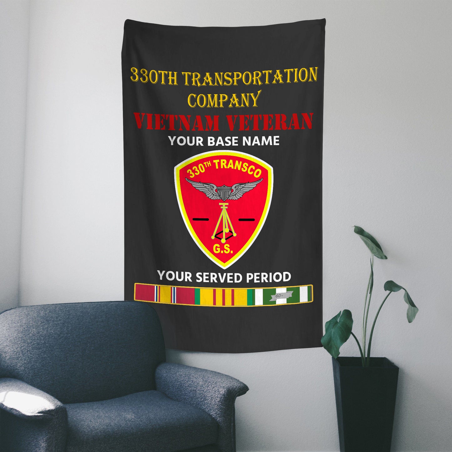 330TH TRANSPORTATION COMPANY WALL FLAG VERTICAL HORIZONTAL 36 x 60 INCHES WALL FLAG