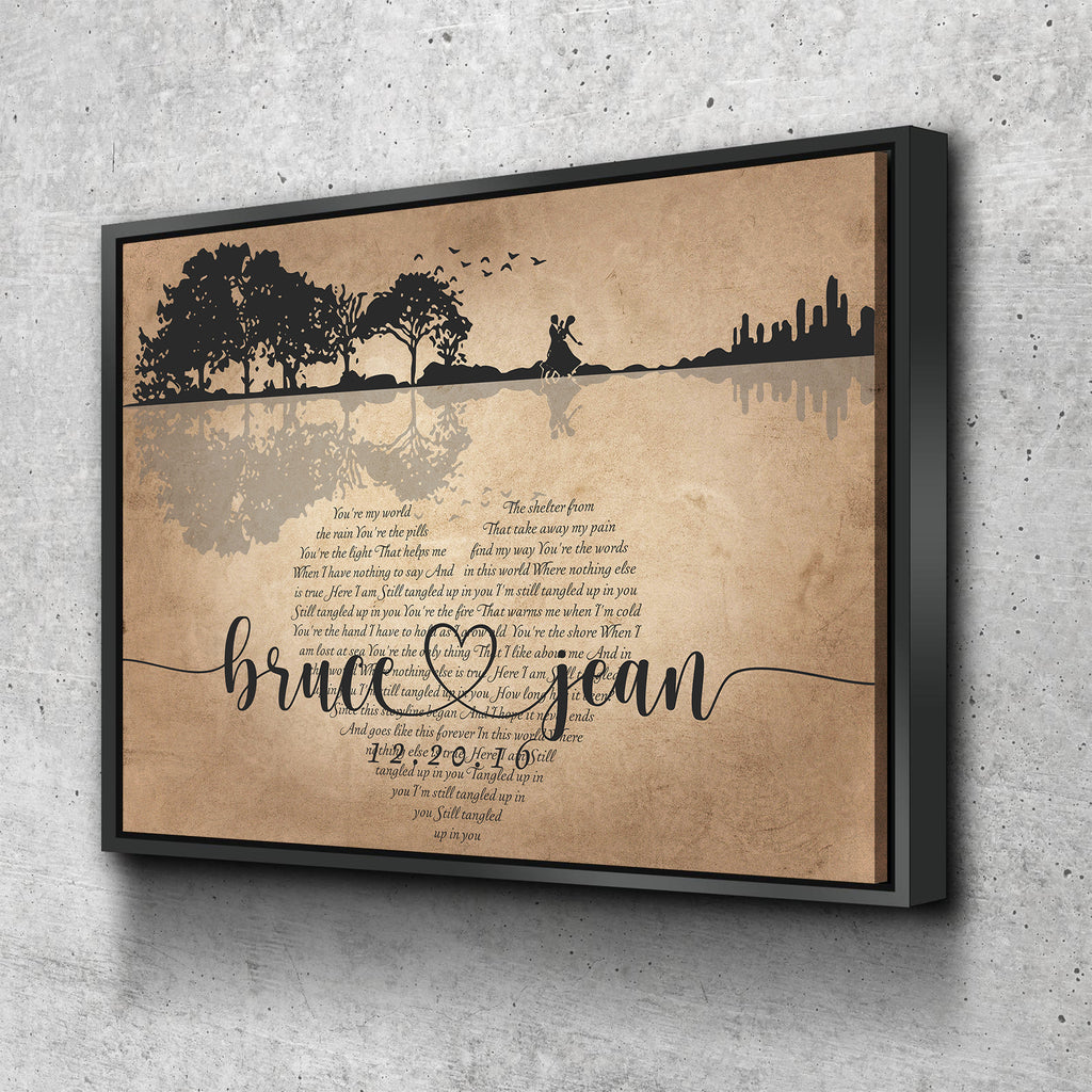 Wedding Anniversary Gift - Personalized With Your Wedding Song, Names & Date - Premium Canvas, Poster