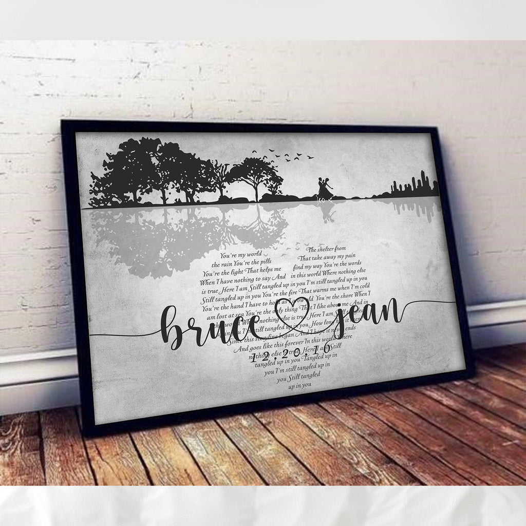 Wedding Anniversary Gift - Personalized With Your Wedding Song, Names & Date - Premium Canvas, Poster