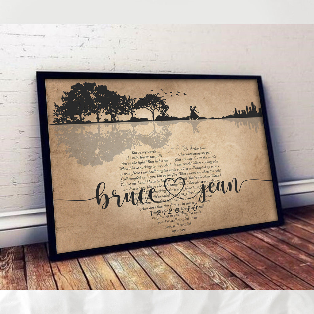 Wedding Anniversary Gift - Personalized With Your Wedding Song, Names & Date - Premium Canvas, Poster