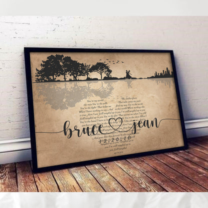Wedding Anniversary Gift - Personalized With Your Wedding Song, Names & Date - Premium Canvas, Poster