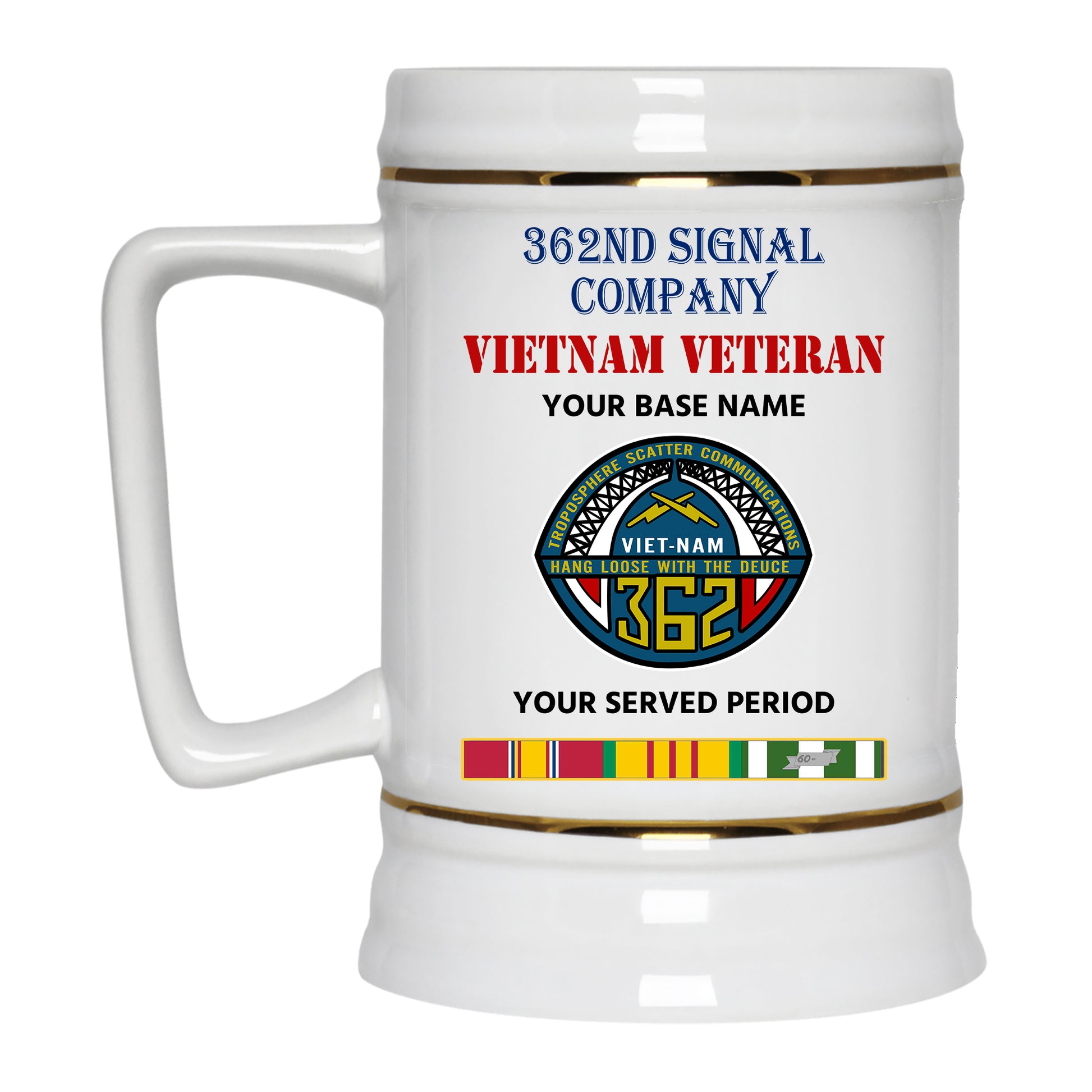 362ND SIGNAL COMPANY BEER STEIN 22oz GOLD TRIM BEER STEIN