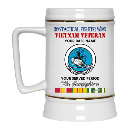 366 TACTICAL FIGHTER WING BEER STEIN 22oz GOLD TRIM BEER STEIN