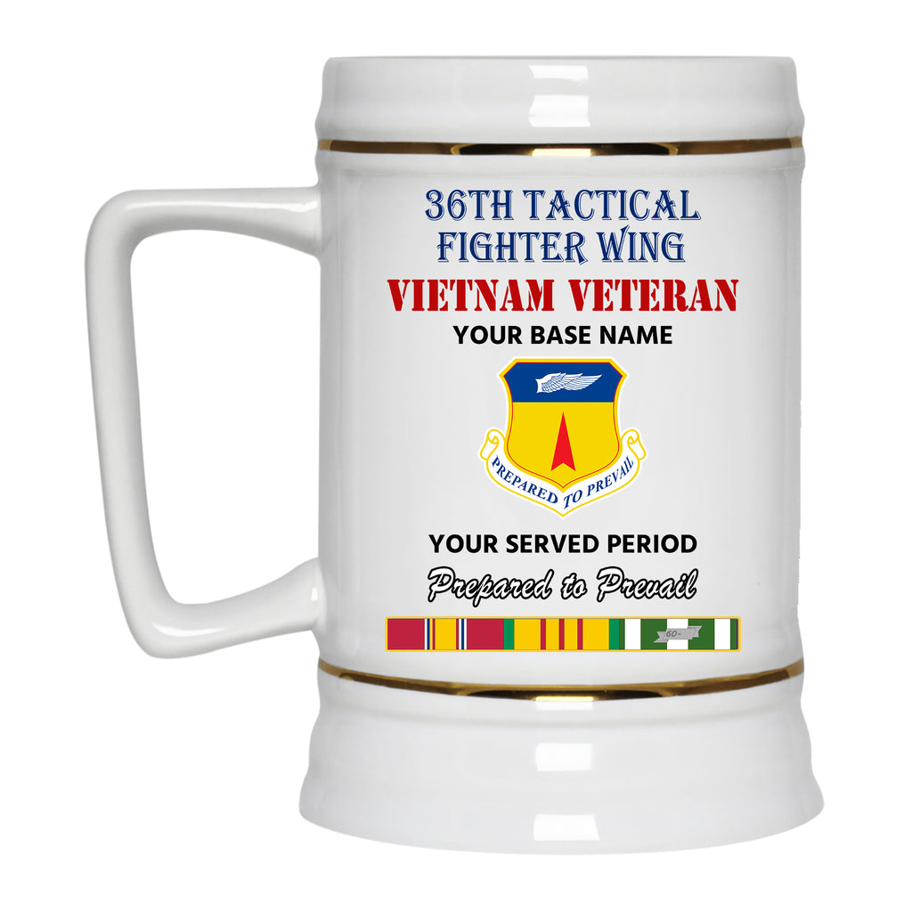 36TH TACTICAL FIGHTER WING BEER STEIN 22oz GOLD TRIM BEER STEIN