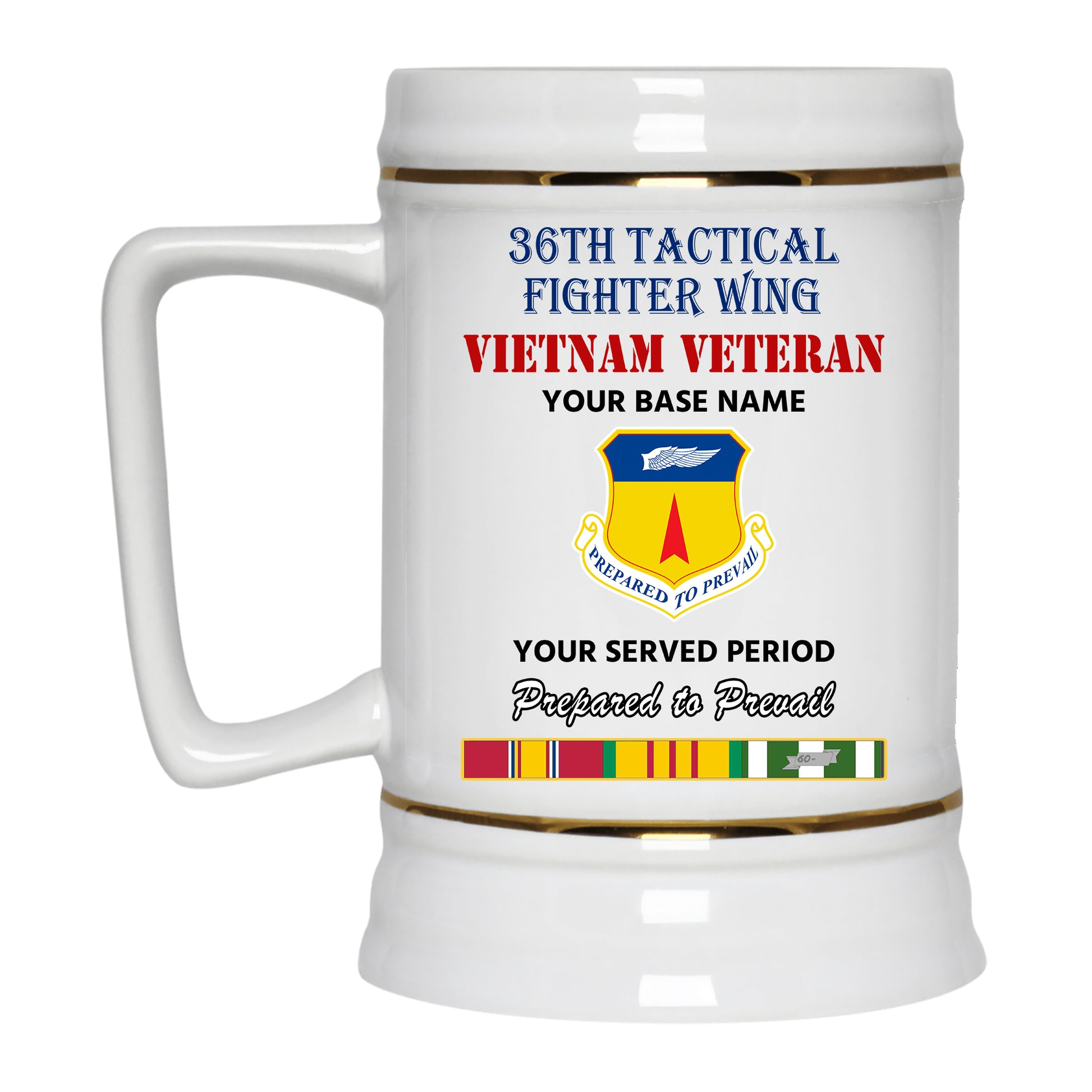 36TH TACTICAL FIGHTER WING BEER STEIN 22oz GOLD TRIM BEER STEIN