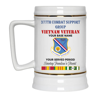 377TH COMBAT SUPPORT GROUP BEER STEIN 22oz GOLD TRIM BEER STEIN