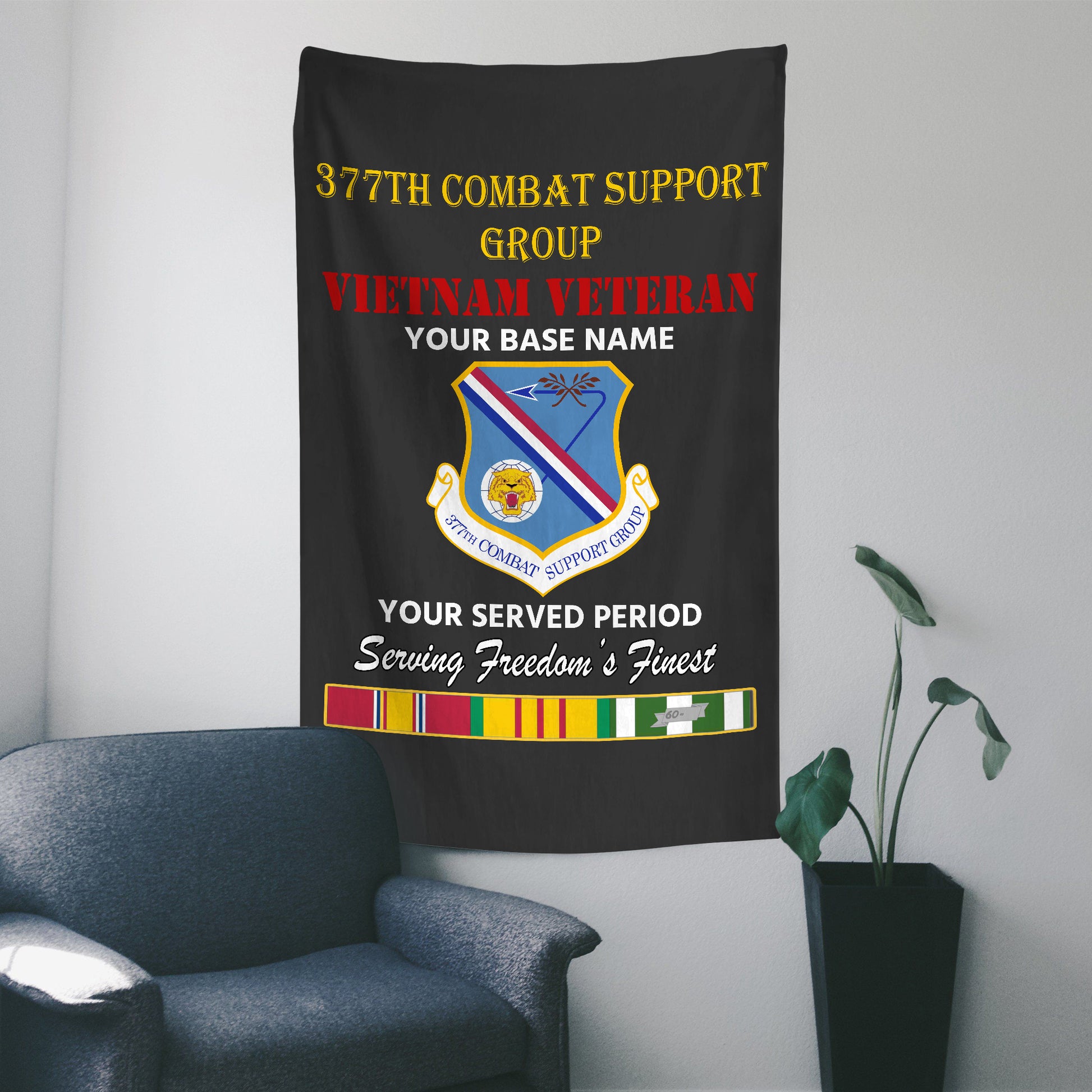 377TH COMBAT SUPPORT GROUP WALL FLAG VERTICAL HORIZONTAL 36 x 60 INCHES WALL FLAG