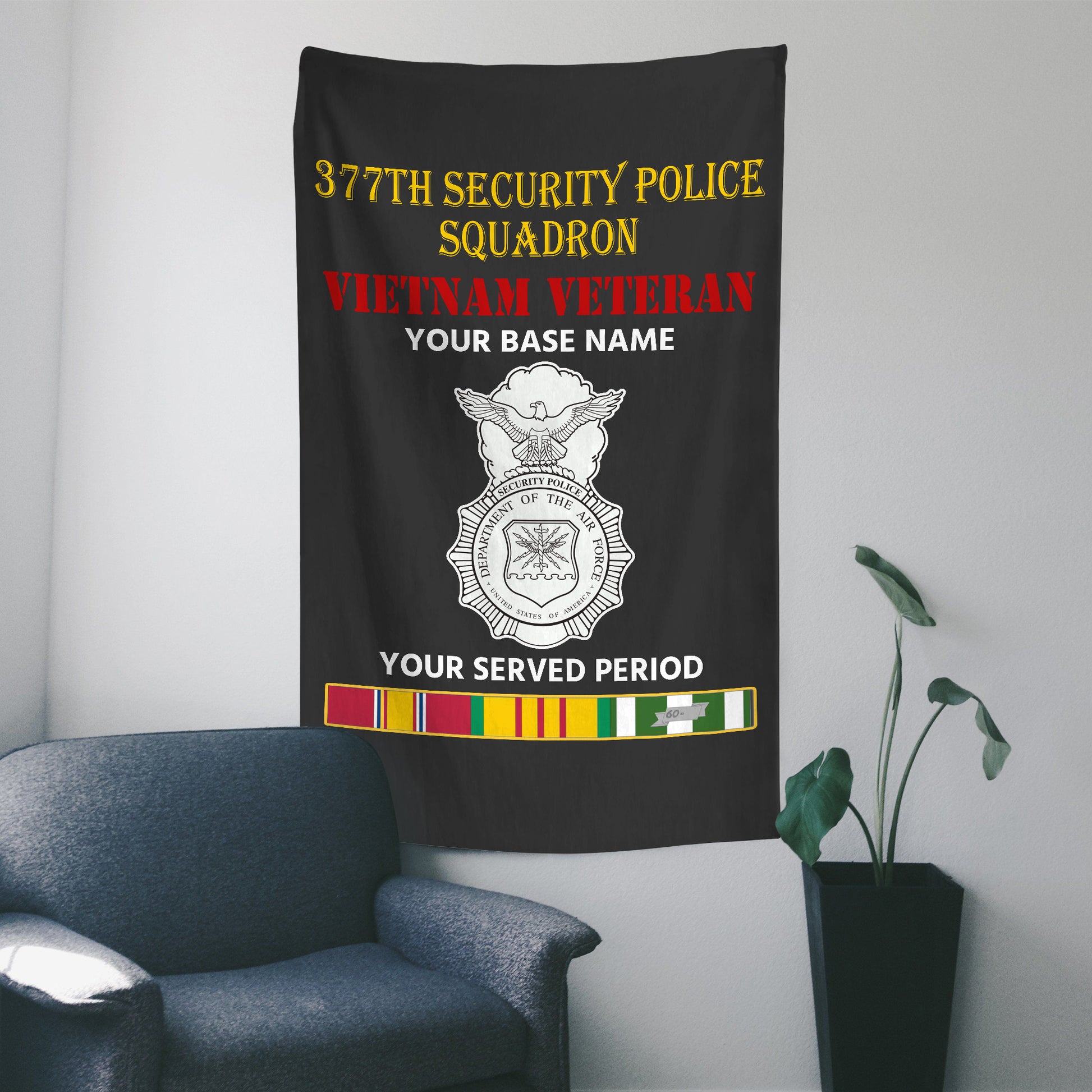 377TH SECURITY POLICE SQUADRON WALL FLAG VERTICAL HORIZONTAL 36 x 60 INCHES WALL FLAG