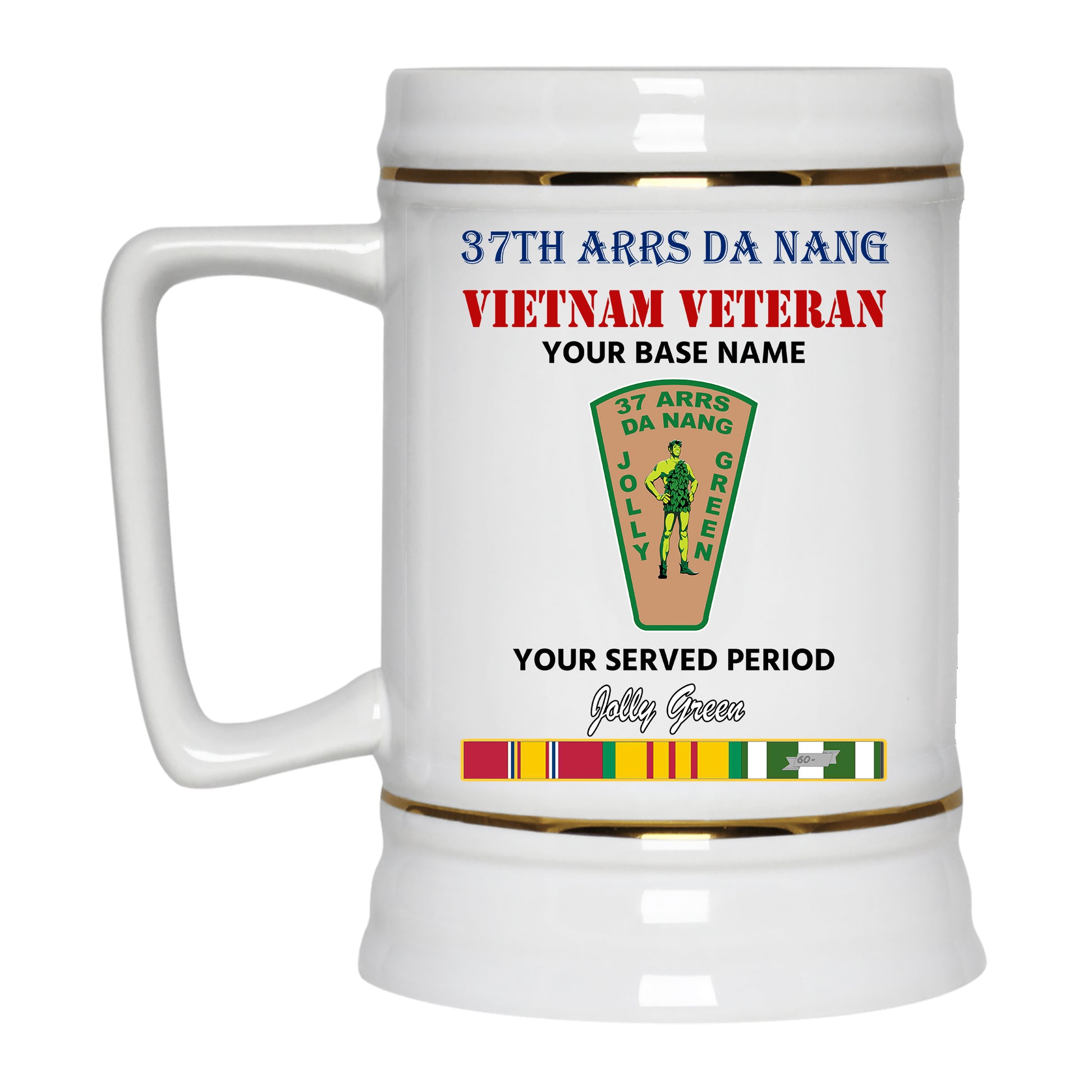 37TH ARRS DA NANG BEER STEIN 22oz GOLD TRIM BEER STEIN