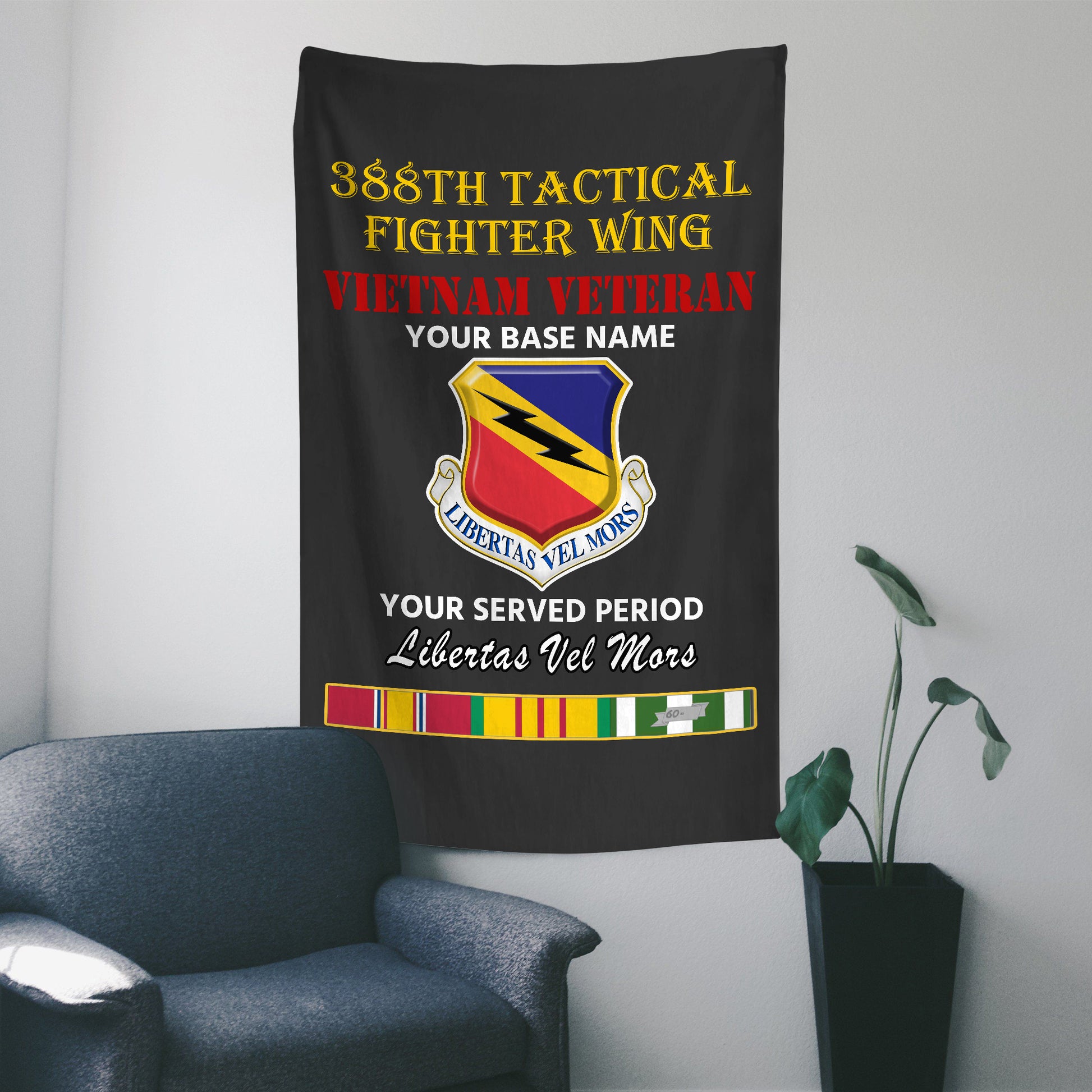 388TH TACTICAL FIGHTER WING WALL FLAG VERTICAL HORIZONTAL 36 x 60 INCHES WALL FLAG