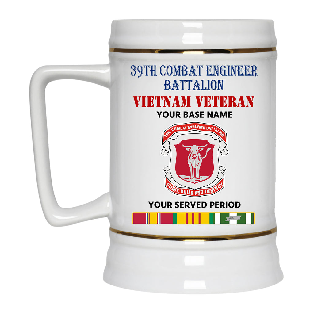 39TH COMBAT ENGINEER BATTALION BEER STEIN 22oz GOLD TRIM BEER STEIN