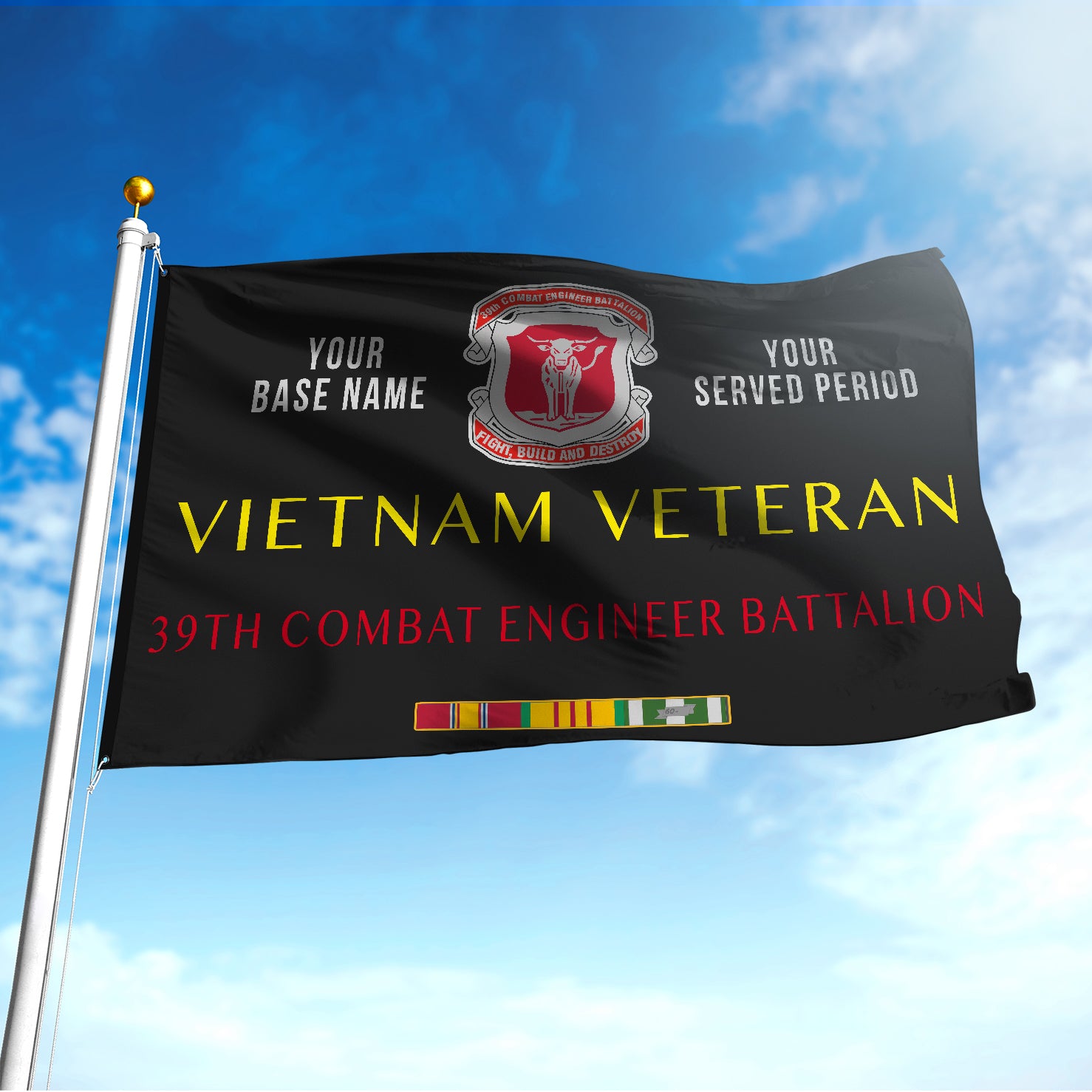 39TH COMBAT ENGINEER BATTALION FLAG DOUBLE-SIDED PRINTED 30"x40" FLAG