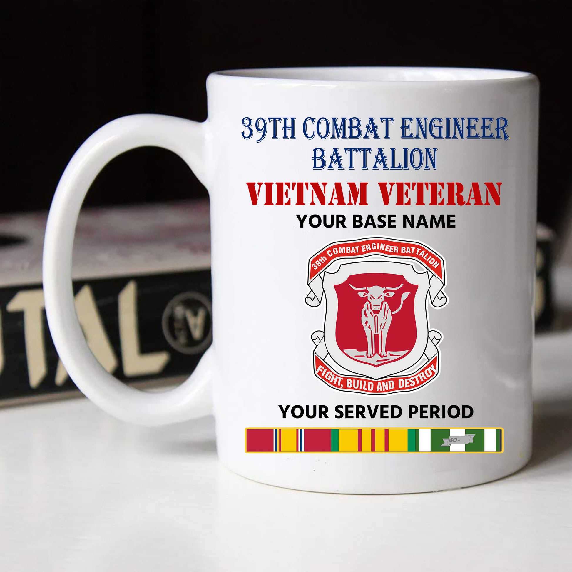 39TH COMBAT ENGINEER BATTALION BLACK WHITE 11oz 15oz COFFEE MUG