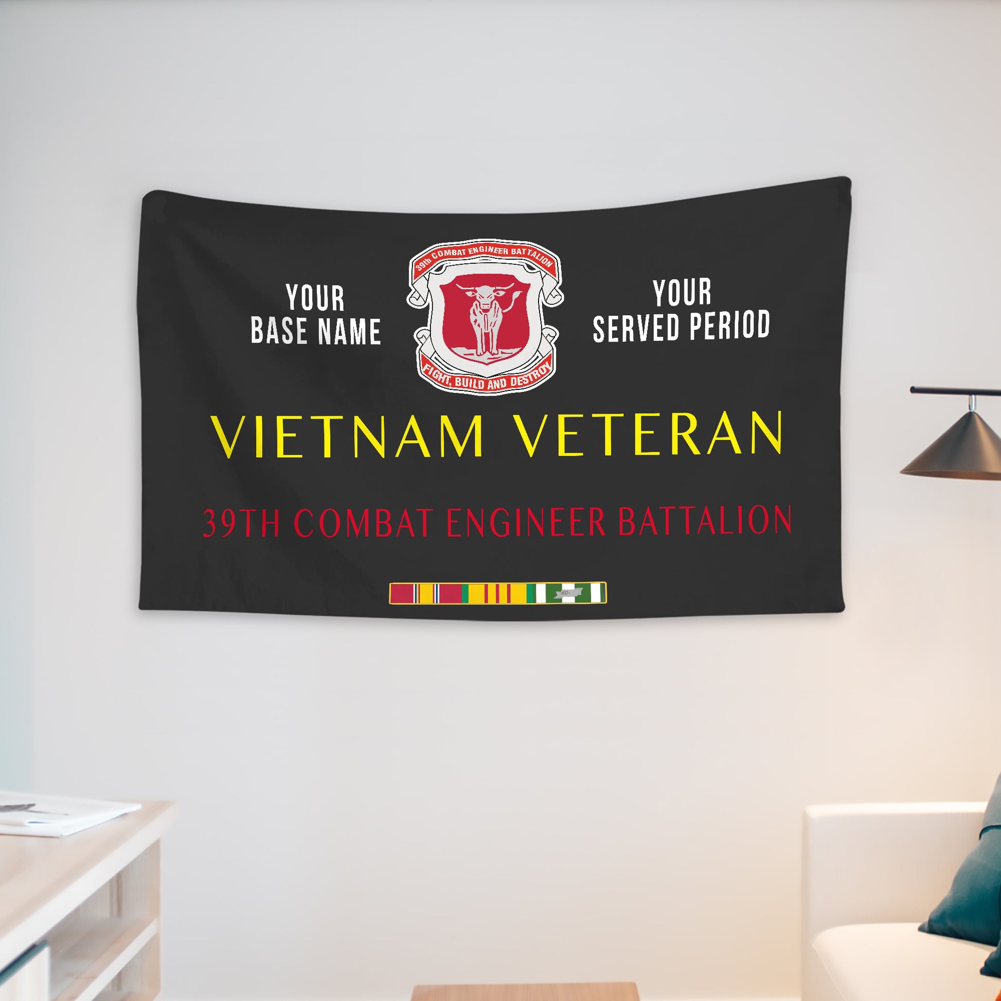 39TH COMBAT ENGINEER BATTALION WALL FLAG VERTICAL HORIZONTAL 36 x 60 INCHES WALL FLAG