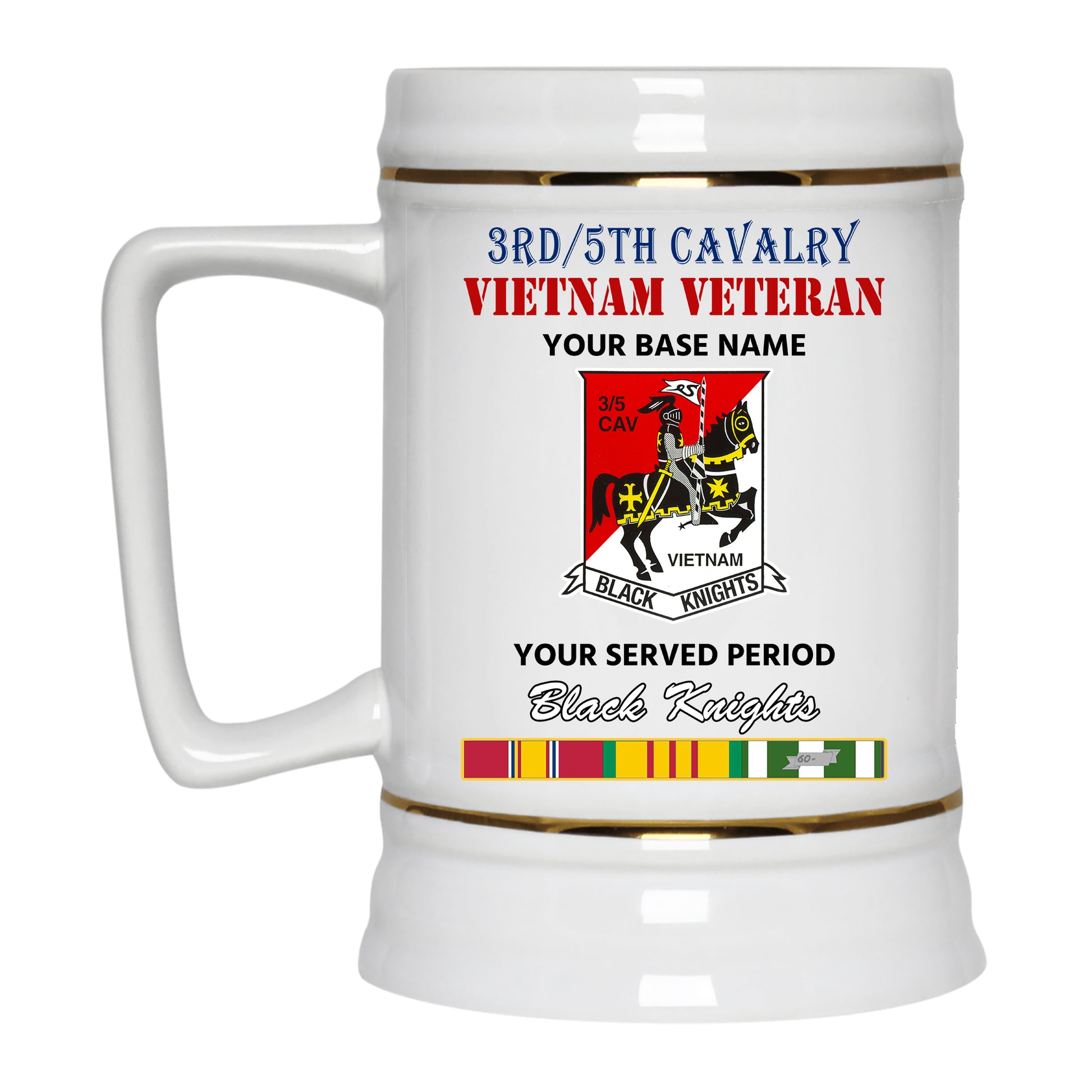 3RD 5TH CAVALRY BEER STEIN 22oz GOLD TRIM BEER STEIN