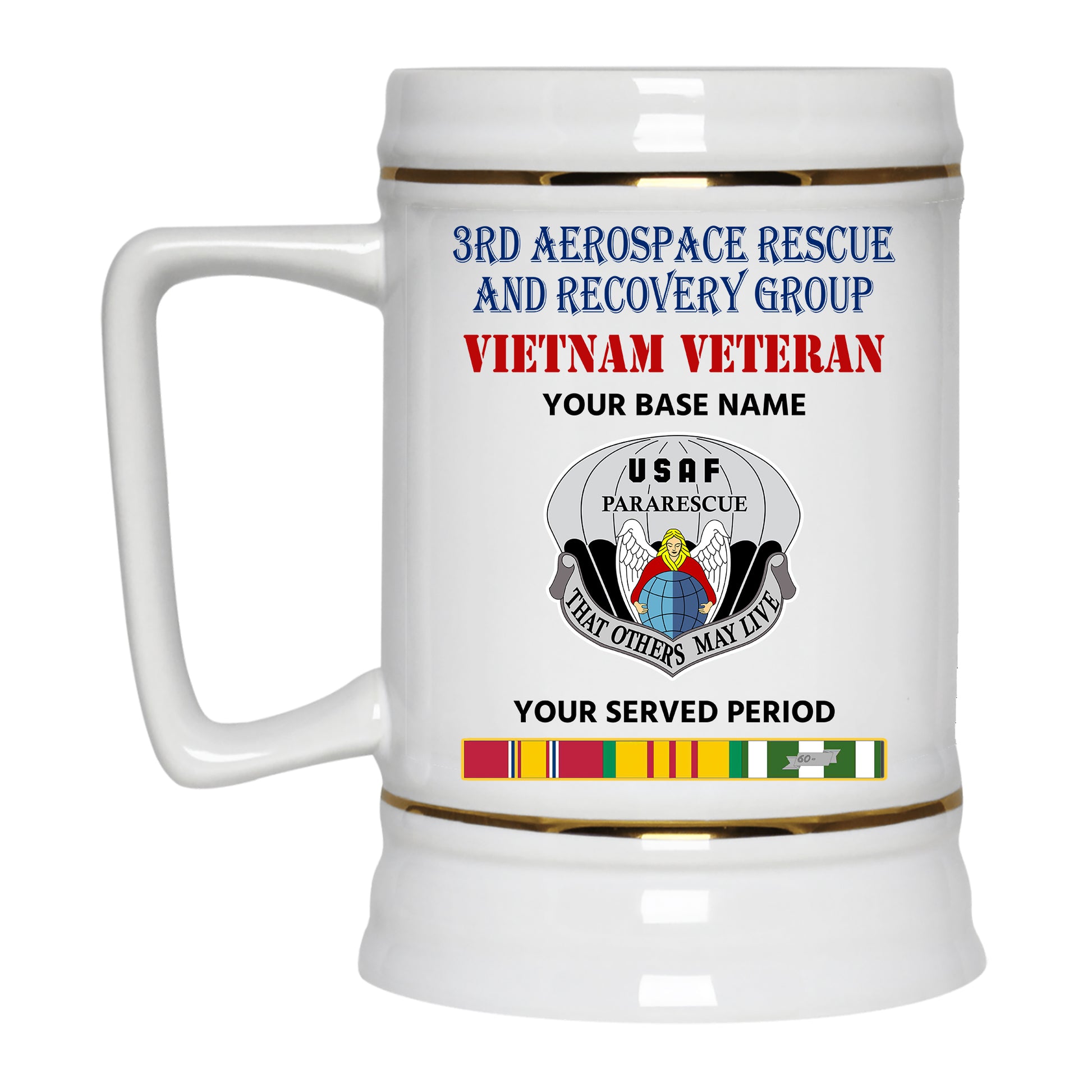 3RD AEROSPACE RESCUE AND RECOVERY GROUP BEER STEIN 22oz GOLD TRIM BEER STEIN
