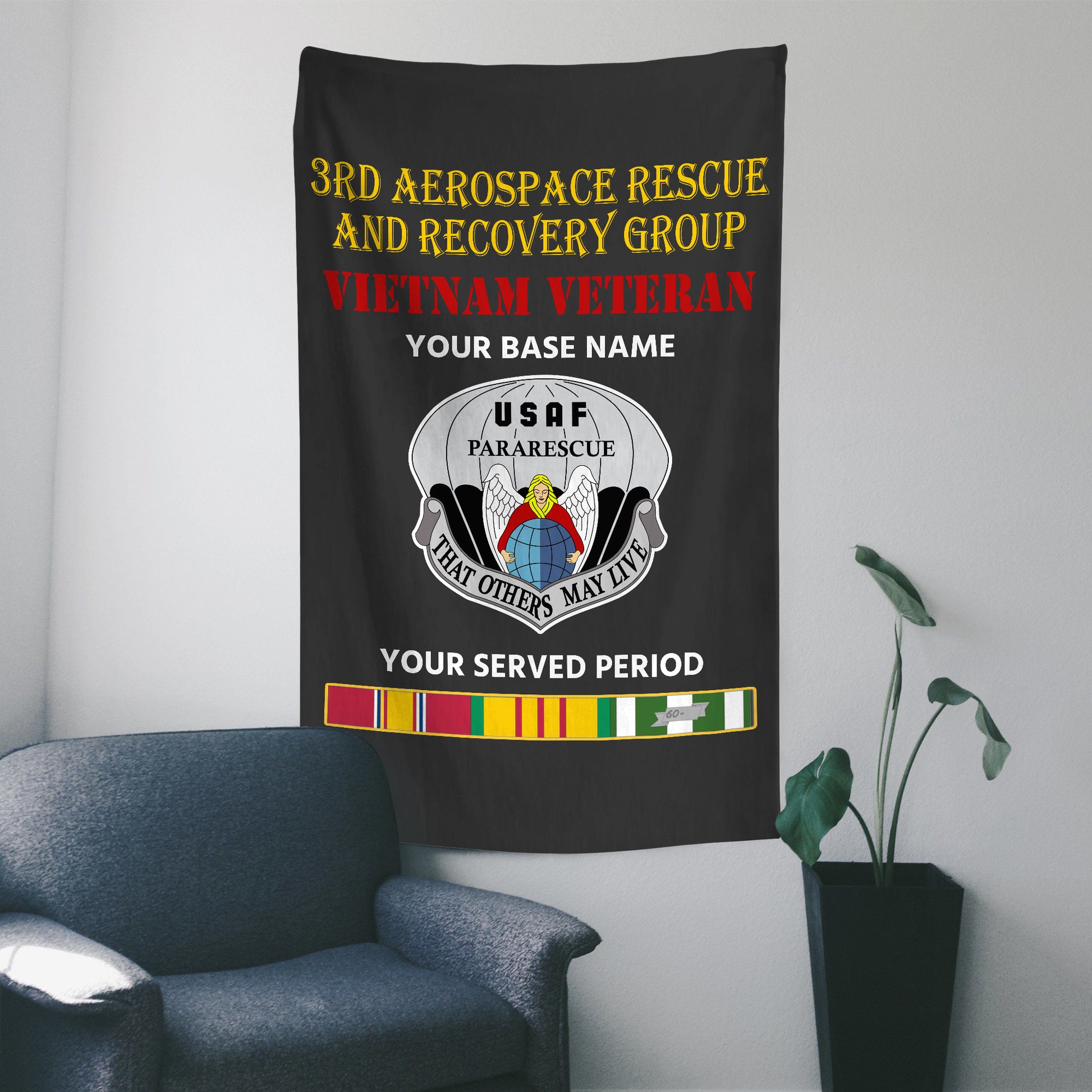 3RD AEROSPACE RESCUE AND RECOVERY GROUP WALL FLAG VERTICAL HORIZONTAL 36 x 60 INCHES WALL FLAG