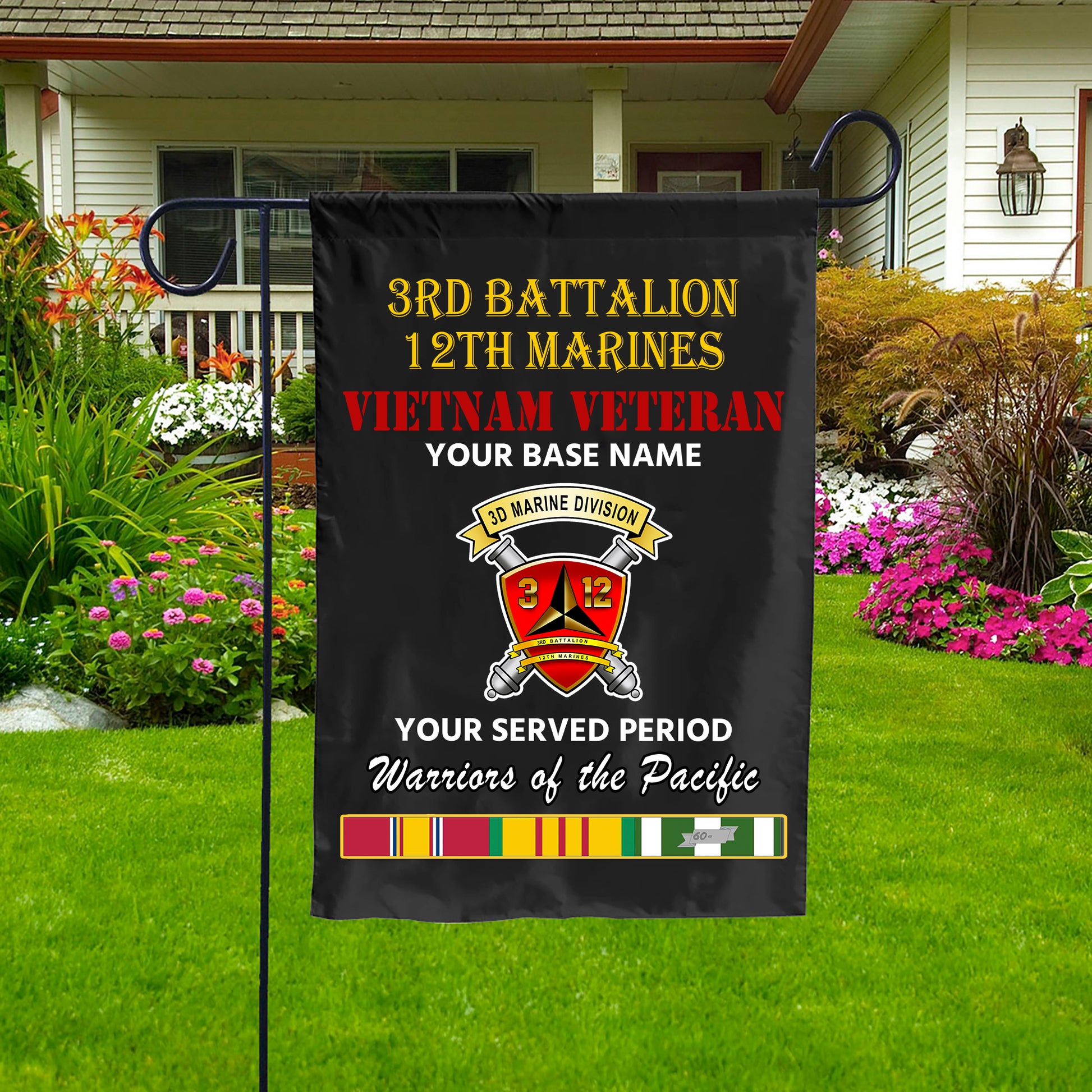 3RD BATTALION 12TH MARINES DOUBLE-SIDED PRINTED 12"x18" GARDEN FLAG