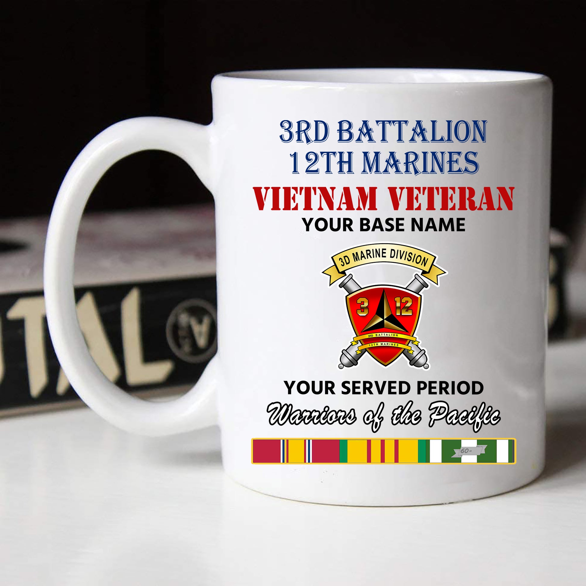 3RD BATTALION 12TH MARINES BLACK WHITE 11oz 15oz COFFEE MUG