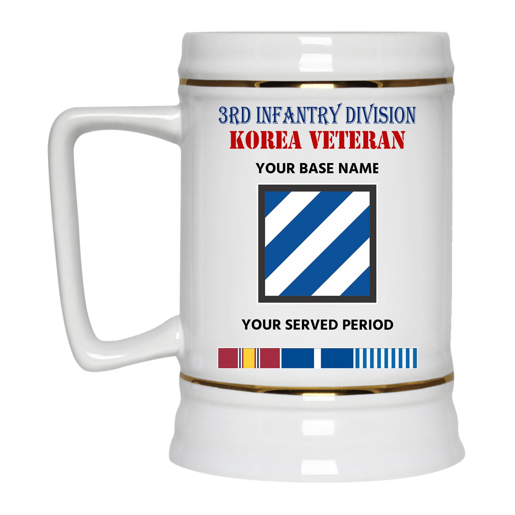3RD INFANTRY DIVISION 2 BEER STEIN 22oz GOLD TRIM BEER STEIN
