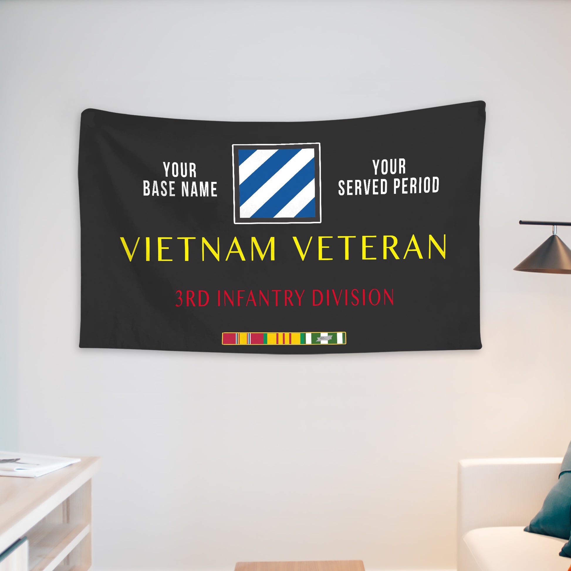 3RD INFANTRY DIVISION 2 WALL FLAG VERTICAL HORIZONTAL 36 x 60 INCHES WALL FLAG