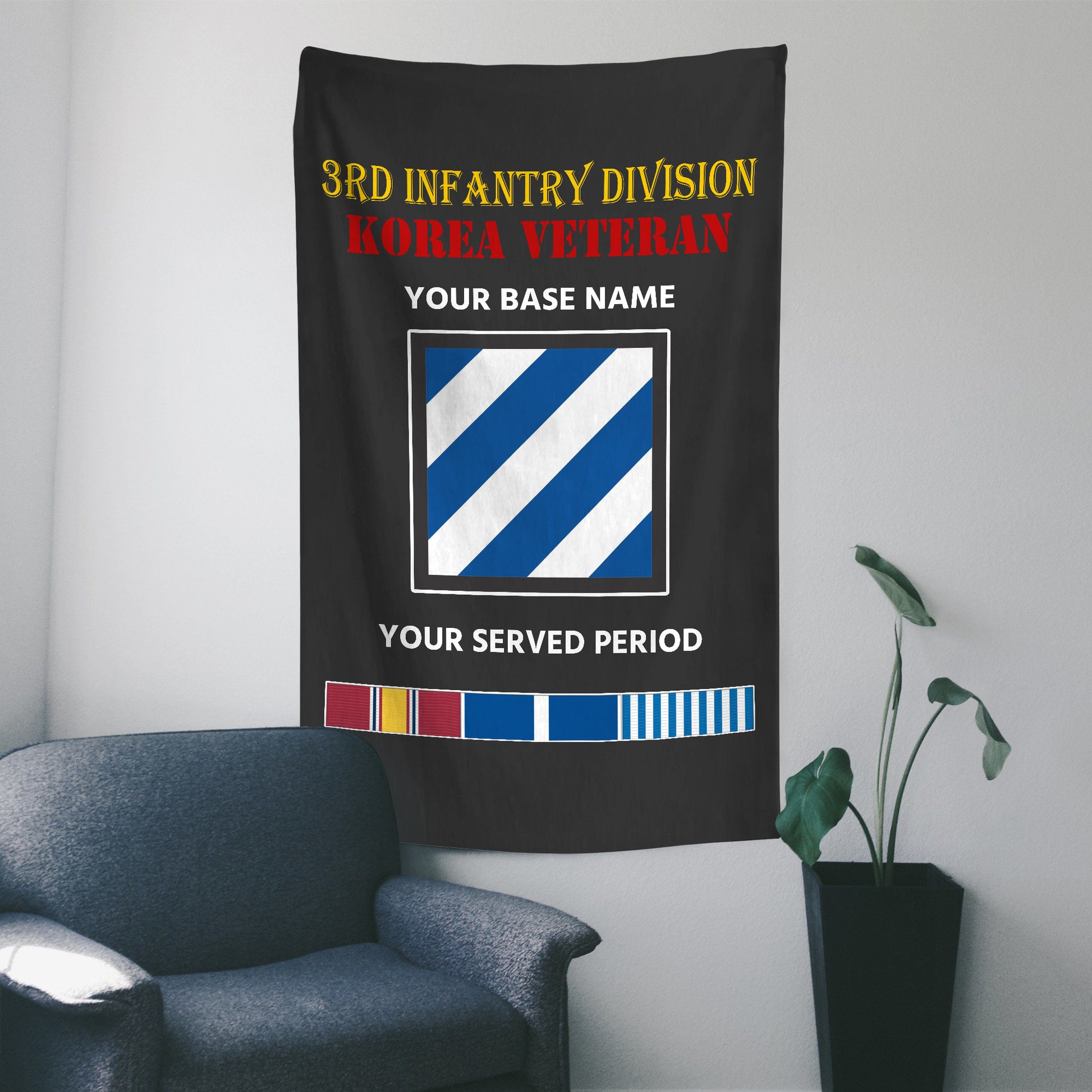 3RD INFANTRY DIVISION 2 WALL FLAG VERTICAL HORIZONTAL 36 x 60 INCHES WALL FLAG
