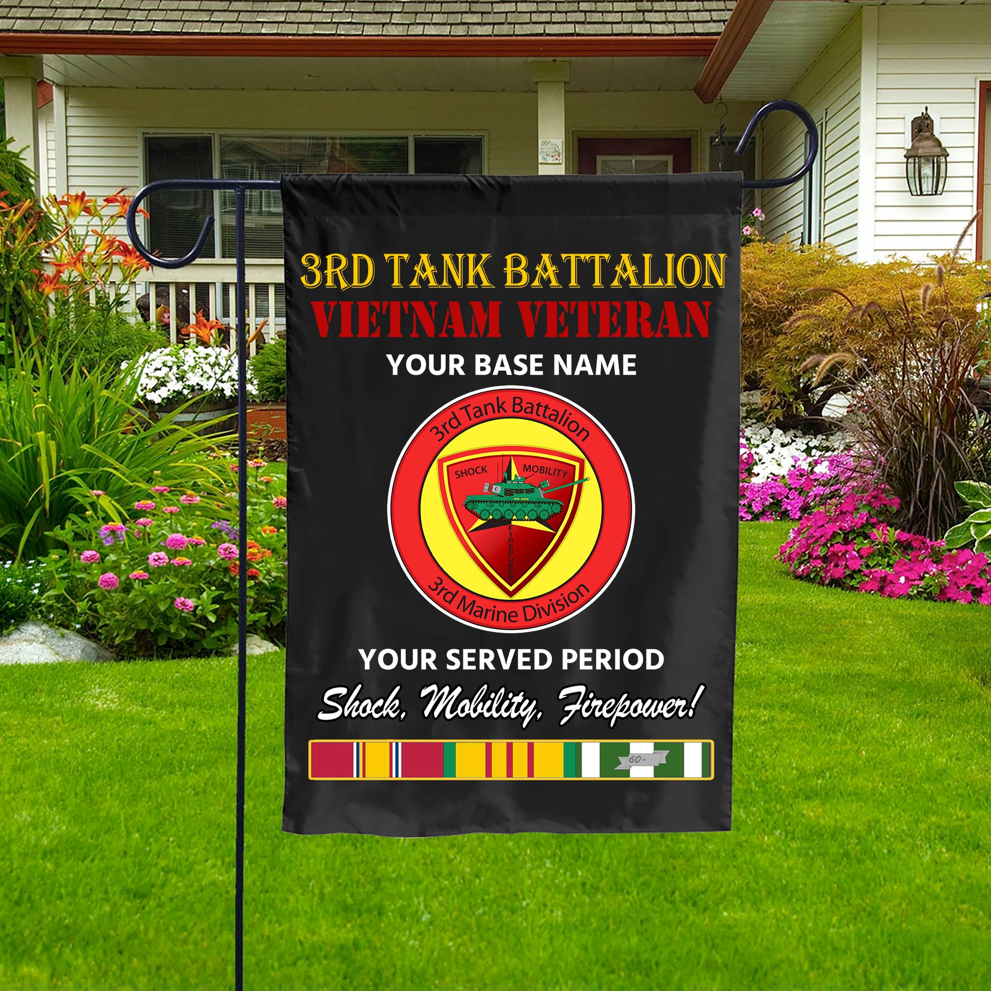 3RD TANK BATTALION MIN DOUBLE-SIDED PRINTED 12"x18" GARDEN FLAG