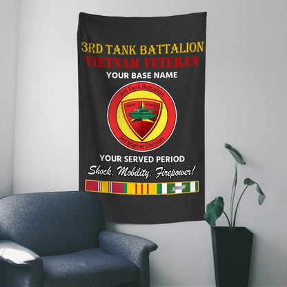 3RD TANK BATTALION MIN WALL FLAG VERTICAL HORIZONTAL 36 x 60 INCHES WALL FLAG