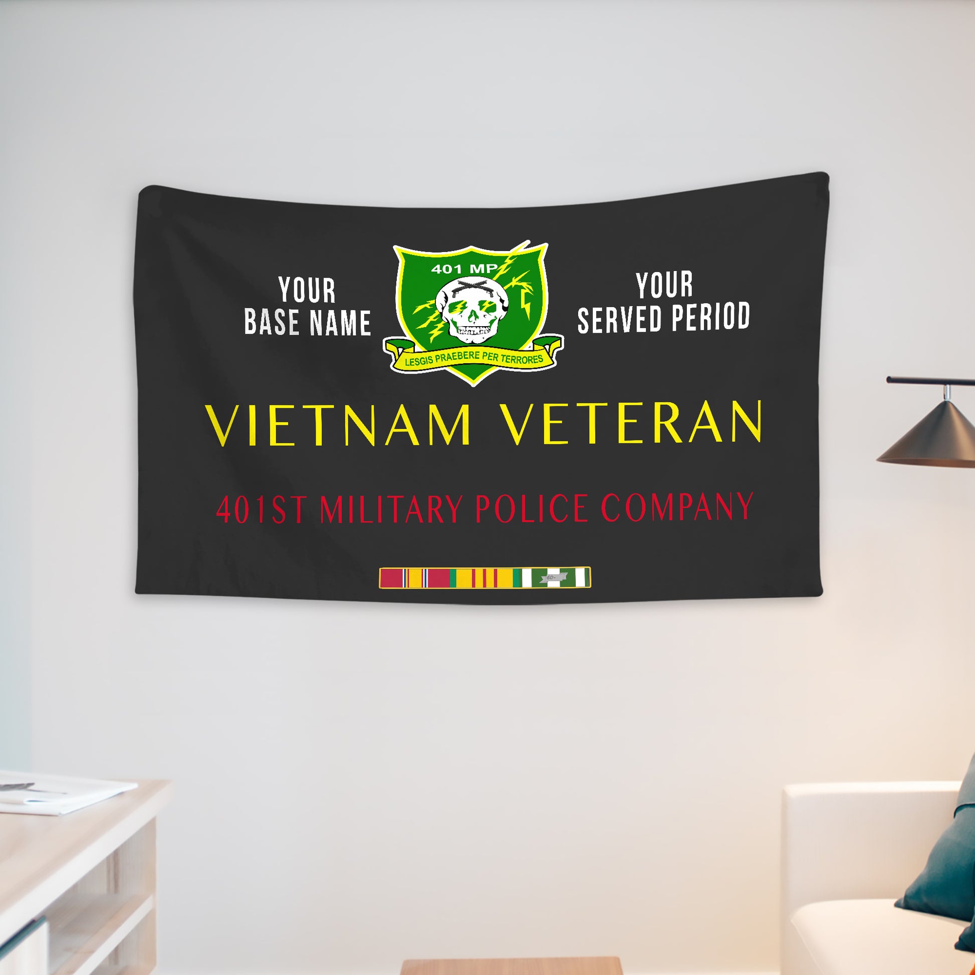 401ST MILITARY POLICE COMPANY WALL FLAG VERTICAL HORIZONTAL 36 x 60 INCHES WALL FLAG