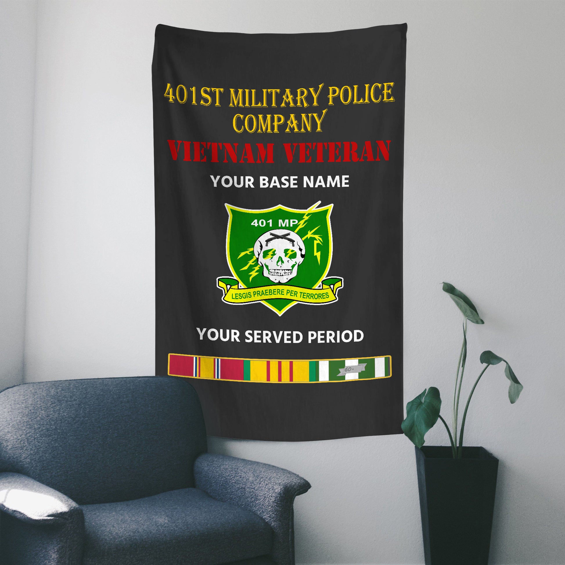 401ST MILITARY POLICE COMPANY WALL FLAG VERTICAL HORIZONTAL 36 x 60 INCHES WALL FLAG
