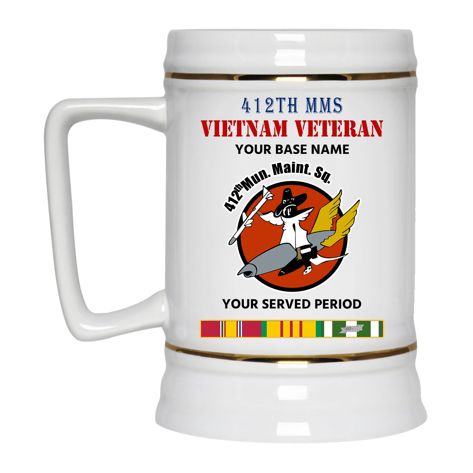412TH MMS BEER STEIN 22oz GOLD TRIM BEER STEIN