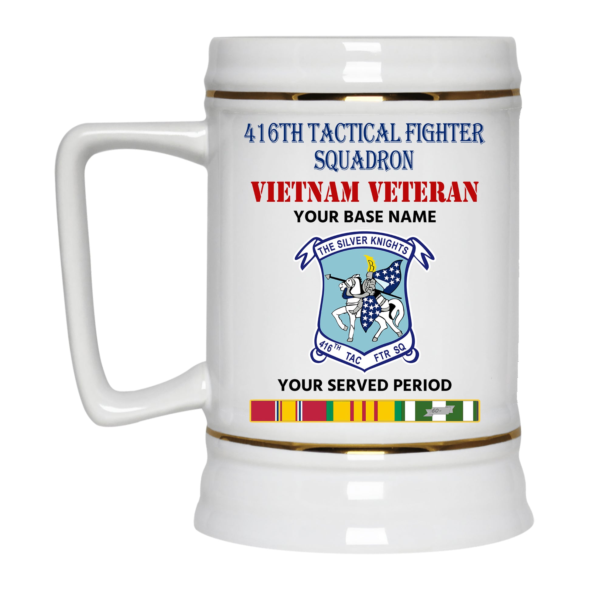 416TH TACTICAL FIGHTER SQUADRON BEER STEIN 22oz GOLD TRIM BEER STEIN