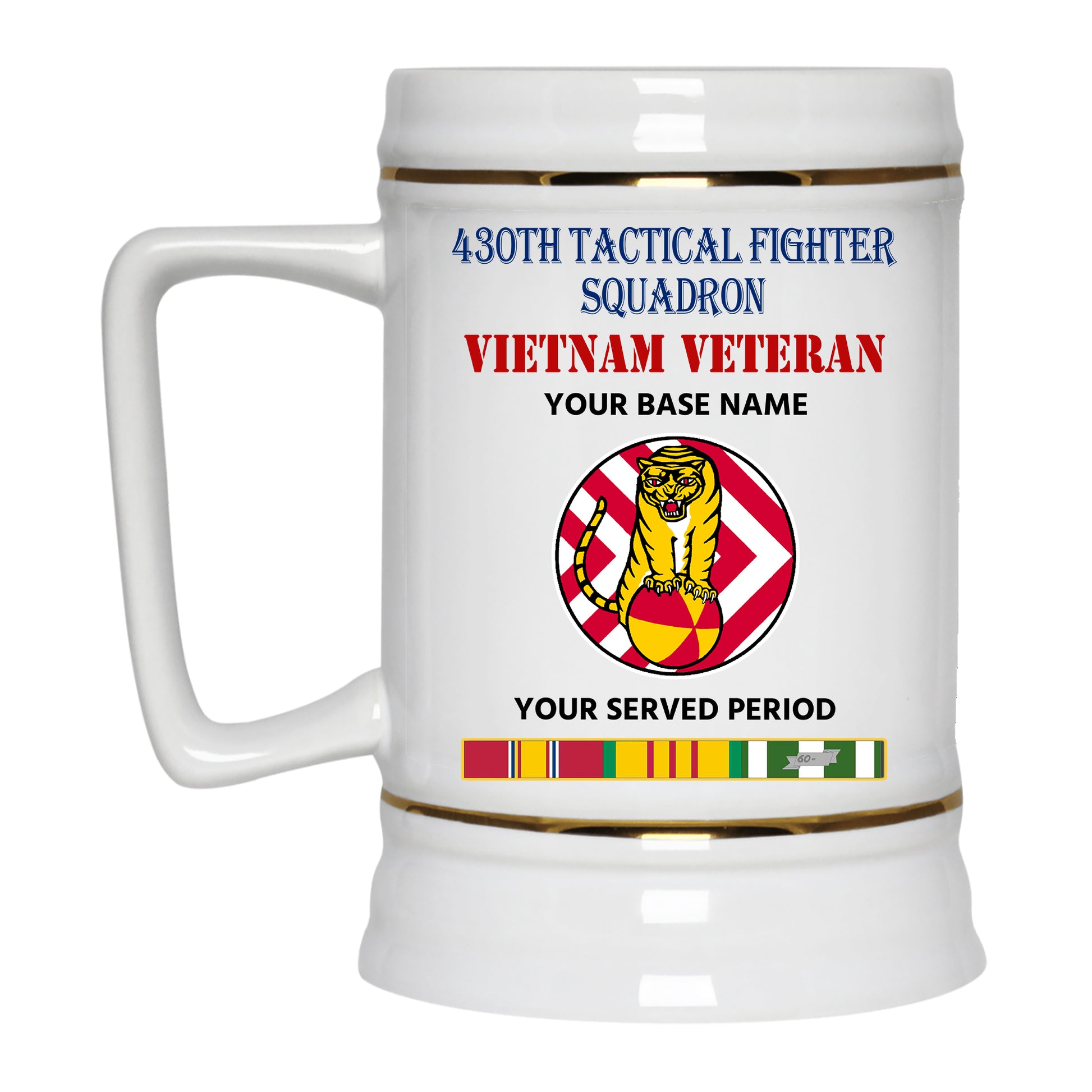 430TH TACTICAL FIGHTER SQUADRON BEER STEIN 22oz GOLD TRIM BEER STEIN