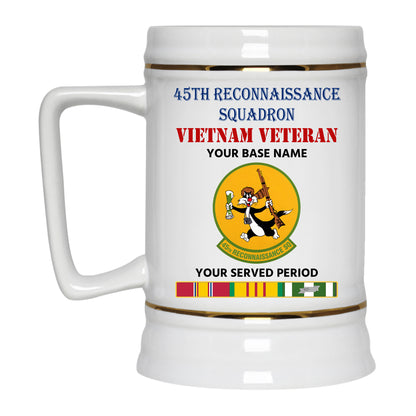 45TH RECONNAISSANCE SQUADRON BEER STEIN 22oz GOLD TRIM BEER STEIN