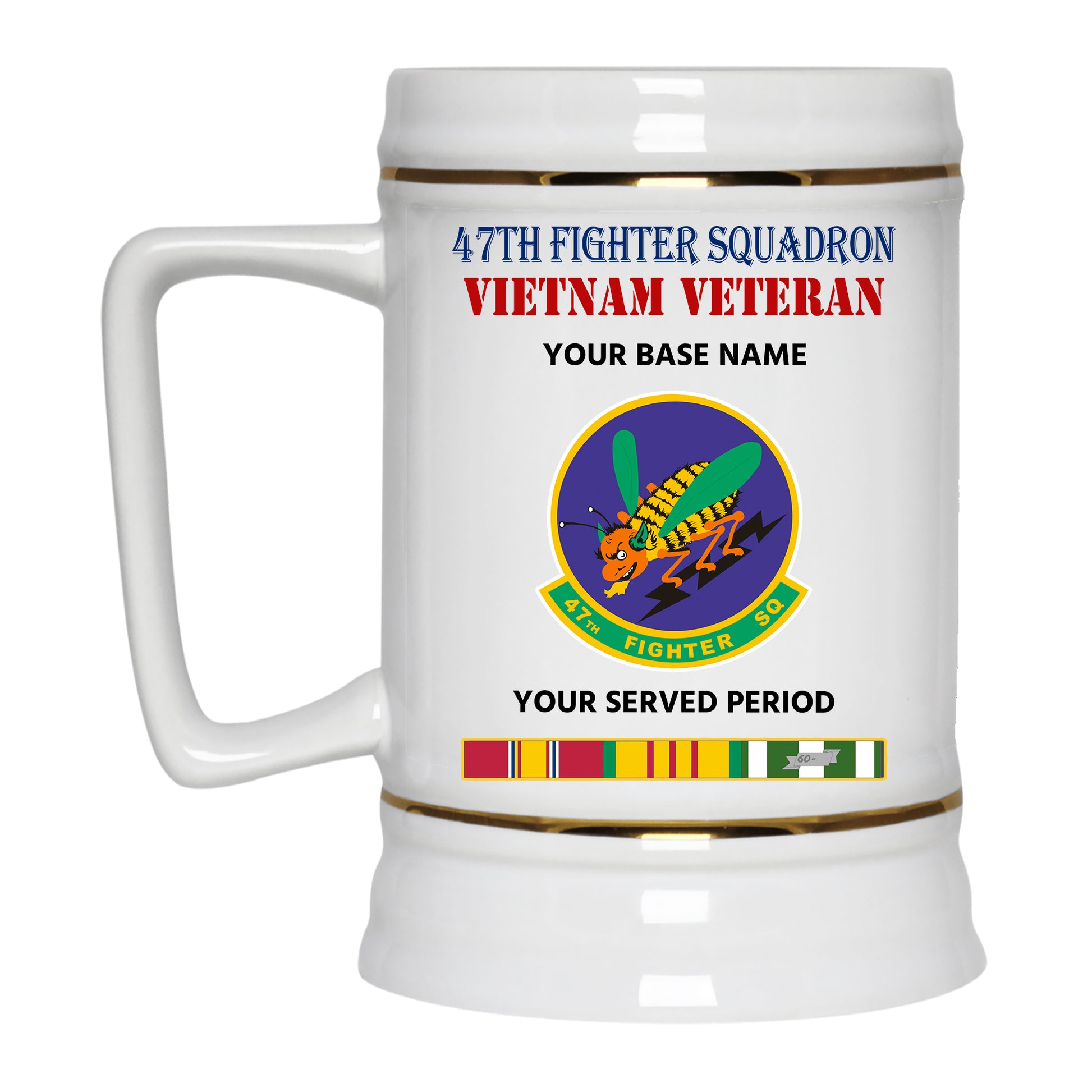 47TH FIGHTER SQUADRON BEER STEIN 22oz GOLD TRIM BEER STEIN