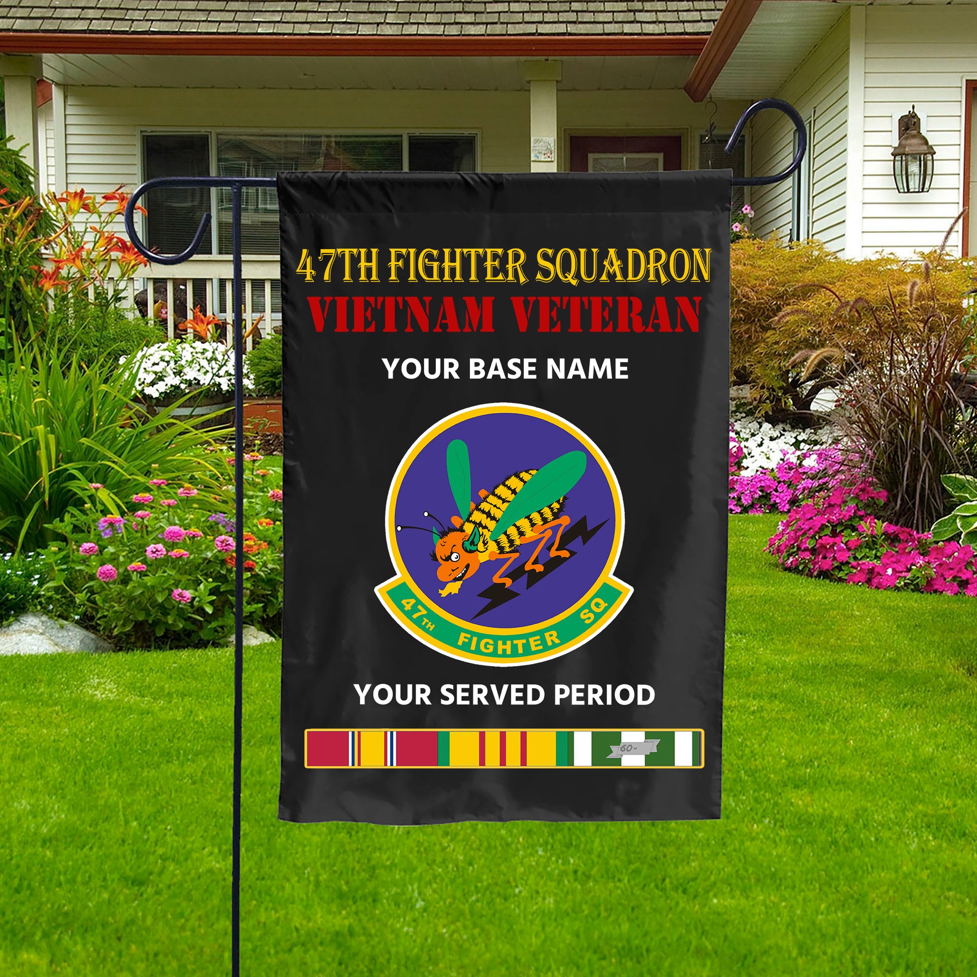 47TH FIGHTER SQUADRON DOUBLE-SIDED PRINTED 12"x18" GARDEN FLAG